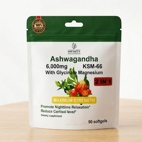 ASHAWAGANDA  KSN-66 + GLYCINATO MAGNESIUM, 6000 MG (90 SOFGEL)